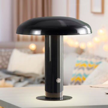Suillius 11" Contemporary Bohemian Rechargeable/Cordless Iron Integrated LED Mushroom Table Lamp - JONATHAN Y